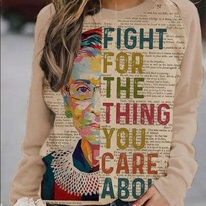 NWT RBG Printed Graphic Long Sleeve Crewneck